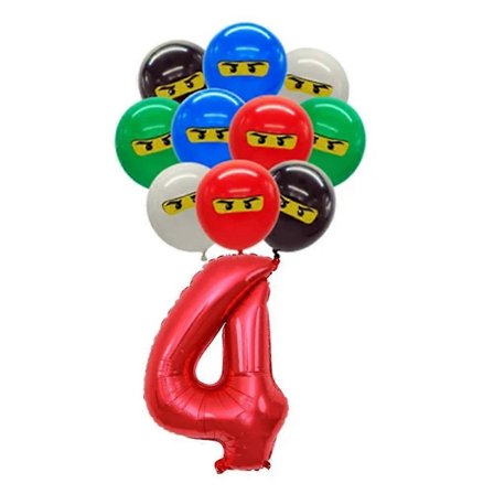 Ninja-teemasyntymäpäiväjuhlatarvikkeet lapsille, astiat, lautanen, kuppi, lautasliinat, pöytäliina, koristeet, banneri, ilmapallo pojille