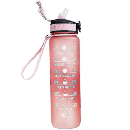 1000 ml motiverende vannflaske, med tidsmarkeringer, sportsdrikkeflaske, gradientfarget vannkopp, frostet utendørs vannflaske