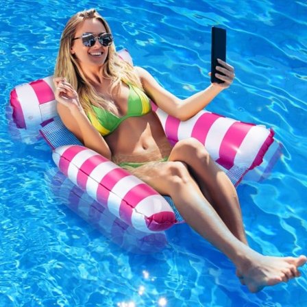 Alintor Luftmadrass Pool, Poolleksak Vattenhängmatta 4-i-1 Vattenleksak Pooltillbehör, Pool Uppblåsbar Luftmadrass Vattenhängmatta för Madrasser