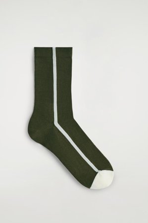 COS Women's Striped Cotton Socks in Green