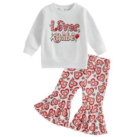 Toddler Bokstäver Printed Byxor Set Långärmad 2 Delar Outfit