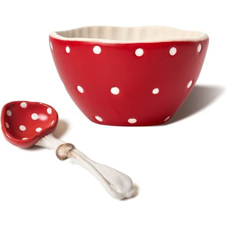 Svamp liten soppskål - Matt keramik 4,2 '' Ris skålar, Para med söt svamp sked - Använd för nudlar, soppa, dessert, snacks & mer.