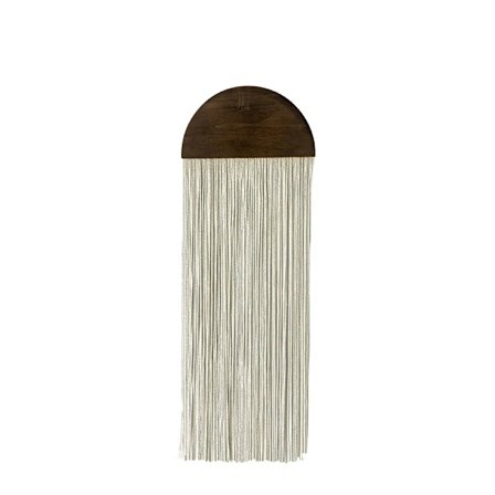 Trätavla med tofsar, enkel väggmatta, entrédekoration i ins-stil, handgjord halvcirkelformad trätofs väggbonad