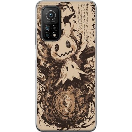 Kompatibel Mobilcover til Xiaomi Xiaomi Mi 10T Pro 5G Mimikyu i dramatisk kunststil omgivet af mørke hvirvler og farvesprøjt, der skaber en mystisk