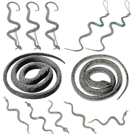 12 stk. Realistiske Gummislanger, Assorterte Størrelser Plastikk Fake Slanger, Spøke Slangeleker For Halloweenfest, Lure Folk, Leke For Barn, Hage 