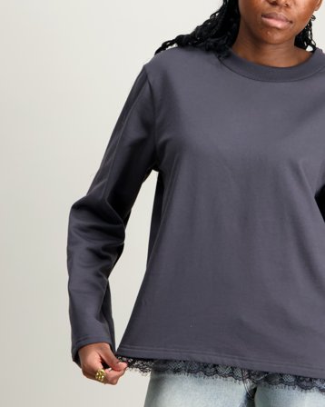 LMTD NLFBELLA LS LACE TOP Schwarz Tops/Blusen Mädchen - Kids Brand Store