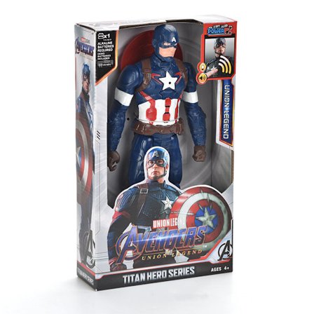 Ny 30CM Avengers lyd- og lysfigur, bevægelige led, Captain America team hjelm model legetøj