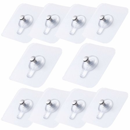 Pakke med 10 selvklebende bilde kroker, gjennomsiktige bilde lim kroker, bilde henger uten boring, selvklebende bilde oppheng