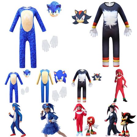 Sonic The Hedgehog Cosplay Halloween -asut lapsille pojille tytöille Shadow-haalari + naamio 7–8 vuotta EU 122–128