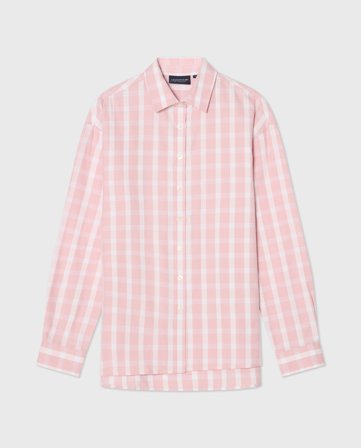 Lexington Casual flanelskjorte i økologisk bomuld, pink/hvid tern