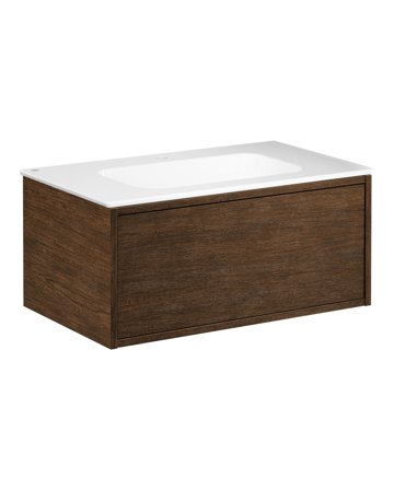 Gustavsberg Ducentic GB71DCVU80AWWB1100 Kommodpaket 80 cm, brun ek/vit, 1 blandarhål Brun ek/Vit, Badrum