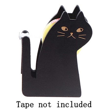 Vintage trä tape Dispenser e Cartoon Cat Roller Tape ter Sea Black onesize