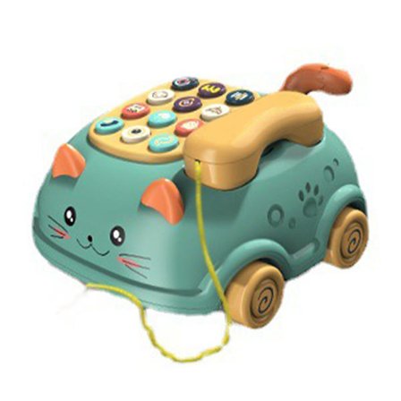 Baby Telefon Leke Tegneserie Lyd Lys Foreldre Barn Interaktiv Pedagogisk Søt Kattefjes Telefon Leke Grønn [BR]