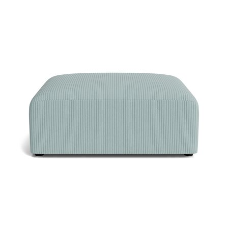 Soma Pouf Hocker in Lincoln Pastel Blau, moderner Cord-Stil mit Nozag-Federung für hohen Sitzkomfort, quadratisches Design, Höhe 43cm.