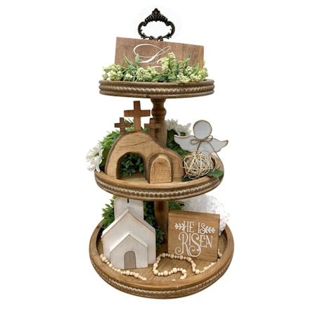 Jesus Tomb påsk bricka Bundle Kit Scen Ornament Trästaty Heminredning