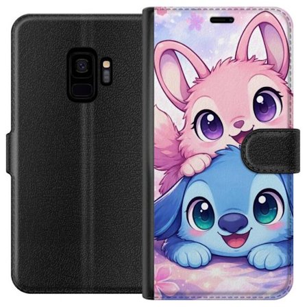 Kompatibel Tegnebogsetui til Samsung Samsung Galaxy S9 Sød kawaii illustration med pink og blå fantasidyr, store øjne og bløde farver perfekt til