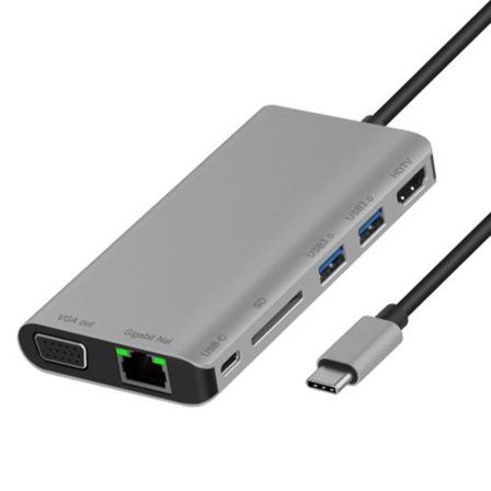Usb C Typ C 8-i-1 Usb 3.0 Hdmi 4K Vga Rj45 Adapter Hub Sd Ca