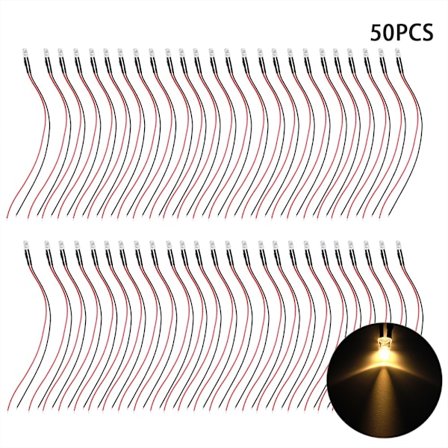 12V Förkopplad LED 5mm Rund Huvud Varmvitt Ljusdiod