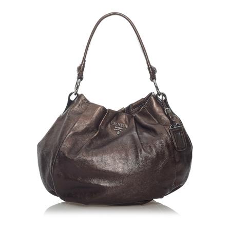 Prada Vintage, Pre-owned Leather Hobo Bag Bruin, Dames, Maat:ONE Size