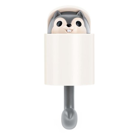 Selvklebende krok søt ekornform tung belastning stor vanntett stikk på veggkrok for soverom gang grå