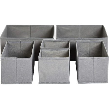 Sammenleggbare kleskufforganisatorer / skillevegger for garderobe, soverom eller kjøkken, sett med 6, grå