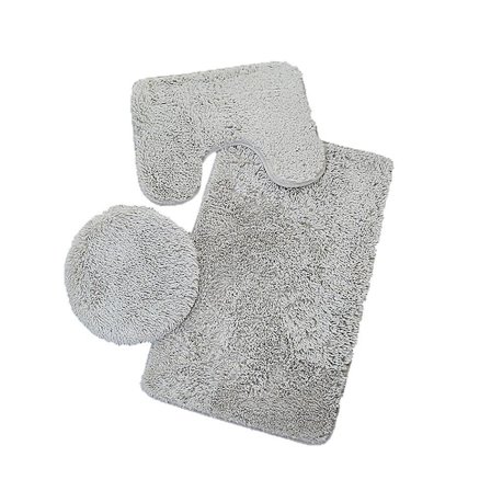 3-delt badeværelsessæt tæppemåtte toiletlågbetræk ensfarvet bademåtter FAN2434 [dB}