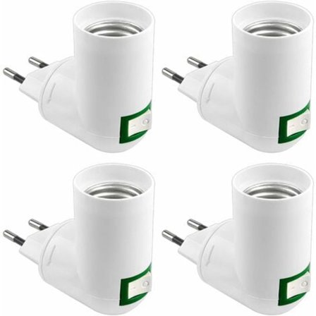 E27-fatning med trådløs kontakt, LED-pæreholder, 220V, E27-adapter til køkkenlampe, E27-spotlampe til sengelæsning (uden pære), 4 stk.
