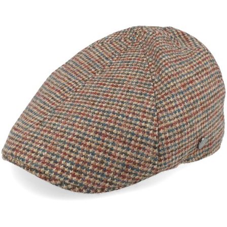 Lierys - Beige Keps - Duck Cap Wool Beige/Red/Blue Flat Cap @ Hatstore