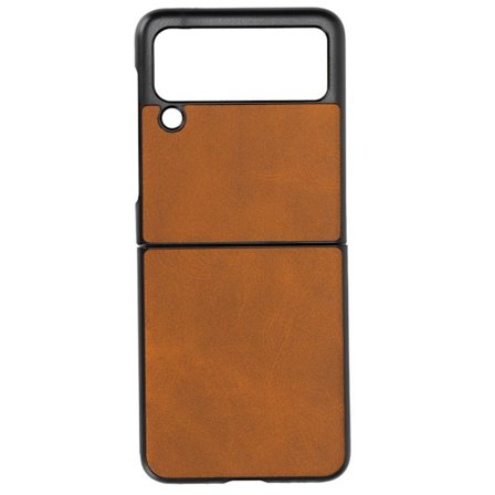 Läderhårdt fodral för Samsung Galaxy Z Flip 3 Mobiltelefon Stötsäkert Repskyddande Omslag Brun
