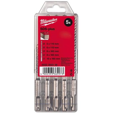 Milwaukee M2 4932352338 Hammarborrsats SDS-Plus, 2-skärs, 5 delar, Borra & mejsla