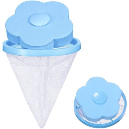 Sininen pyykinpesukoneen kelluva nukka-suodatin verkko pussi kukka muoto