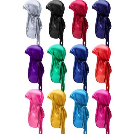 12 st Silkeslena Durag Mössor Mjuka Lång Svans Huvudduk Elastiska Bred Remmar Huvudband för Kvinnor Män Gynnar, 12 Färger, Chic Mix Klassisk Assorte