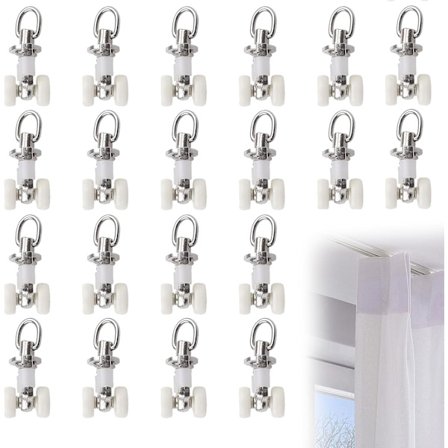 20 kpl Pergola-kiskokoukkuja, verhokiskopyöriä, verhokiskon rulla, liukupyörä verhokiskoon verhojen ripustamiseen olohuoneeseen, makuuhuoneeseen