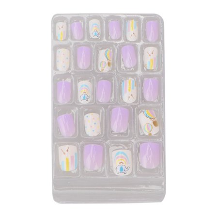 24 Selvklebende Løsnegler for Barn Sikker Mild Morsom DIY Full Dekning Trykk på Negler 0040-CM42