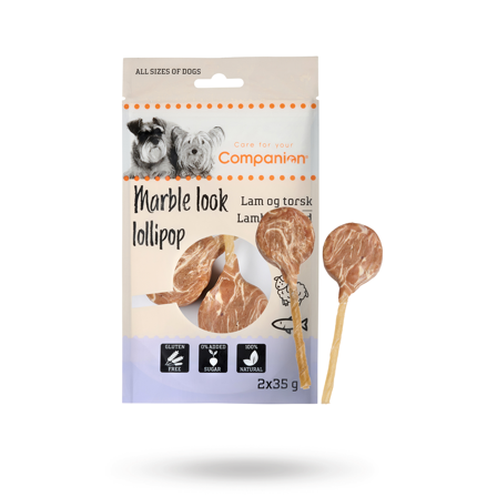 Companion - Companion Marble Lollipop Lamm & torsk 70g - Matskål, hundgodis & tuggisar