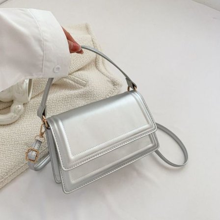 PU Flap Handväska Travel Crossbody Bag SILVER