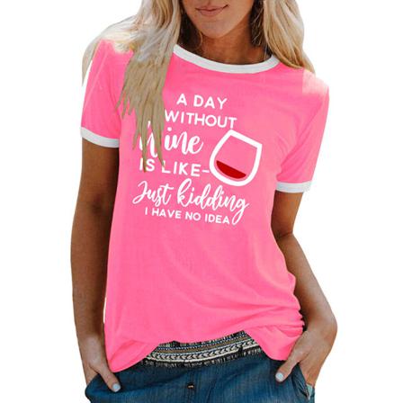 Kortärmad T-shirt För Kvinnor Med Rund Hals