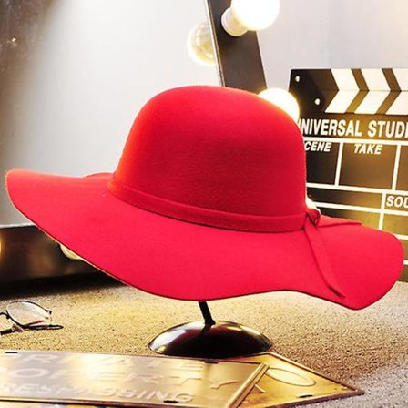 Vintage Dam bredbrättad mjuk varm ull-look/effekt hatt db