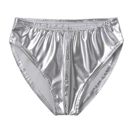 Miesten wet look -alushousut joustavalla vyötärönauhalla ja kiiltonahalla