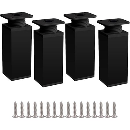 Huonekalujalat 4 kpl, pöydänjalat 20 cm musta korkeussäädettävät jalat huonekaluihin valmistettu alumiiniseoksesta, säädettävä korkeus 0-50 mm, mukana