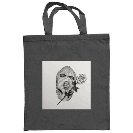 Tøyveske | Holdbar Handleveske i Tøy Ski Mask Ros Streetwear Design Grafiskt Motiv Spänning Mørk grå one size