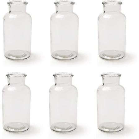 Lasipullosarja 6 kpl 16 cm lasimaljakko pöytämaljakko kirkas pöytäkoriste