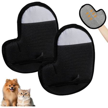 2-pak Pelsfjerningshandsker til Katte & Hunde – Genanvendelige og Åndbare Pelsplejehandsker_OF