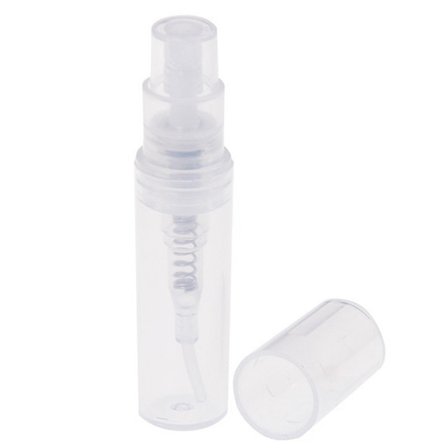 100 st 3 ml Mini Klar Plast Återfyllningsbar Sprayflaska Bärbar Parfym Munvatten Provflaska Kosmetisk Atomizer Flytande Behållare för Resefest