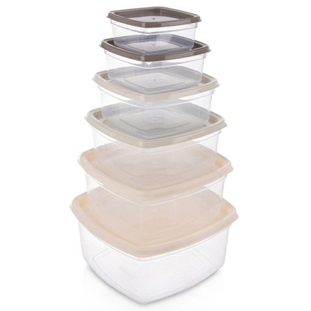 Lufttætte opbevaringsbeholdere til mad, sæt, 6 dele, forskellige størrelser