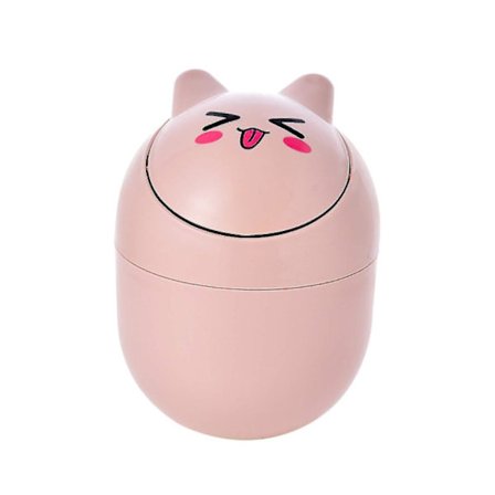 Mini søppelbøtte for skrivebord, søppelbøtte med klaff, tegneserie, avtagbar design, søt stil, husholdningslagring