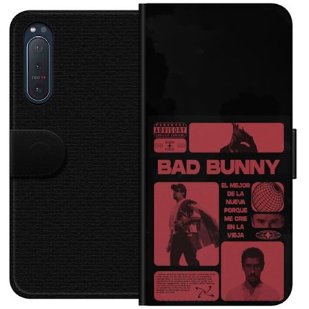 Kompatibel Tegnebogsetui til Sony Xperia 5 II Bad Bunny NFL-inspireret skjoldlogo med amerikansk fodbold og stjerner