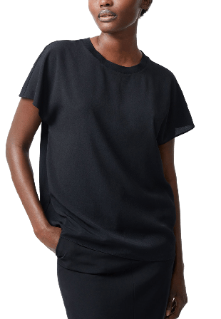 French Connection Caprina Recycled Crepe Crew Neck Top Överdelar Dam Svart XS