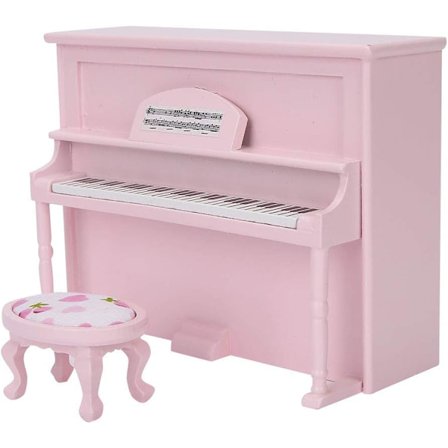 1:12 Mini-pysty piano, nukkekodin puinen piano jakkaralla Elävä mini-talomallin lisävarusteet Urheilutarvikkeet Nuken lisävarusteet (Pink£)