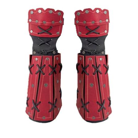 2 stk. Middelaldersk Samurai Lær Rustning Bracer Bueskyting Arm Guard Knight Gauntlet Håndleddsbånd Steampunk Lange Hansker Vambraces(Rød)
